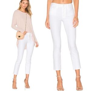 MOTHER Jeans The Looker Crop in Glass Slipper Skinny Ram Hem White Size 25